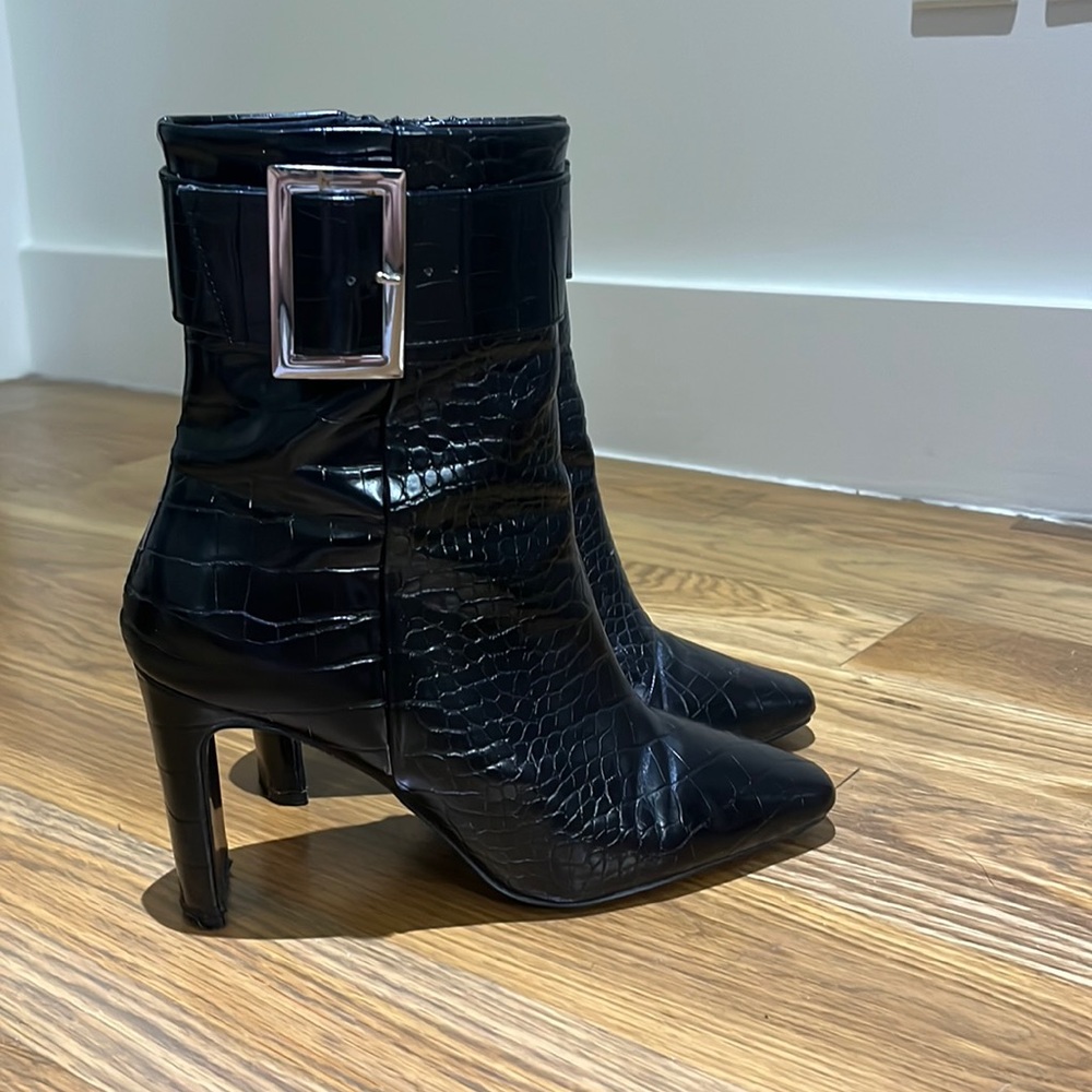 Croc faux leather boots